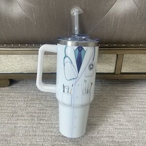 White Dentist-Themed Travel Mug